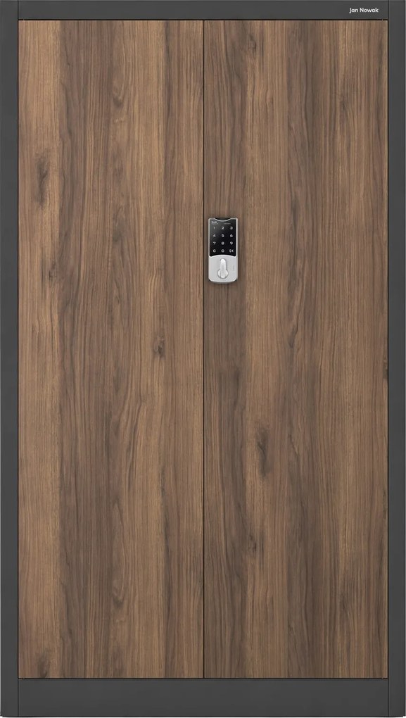 Szafa biurowa na akta otwierana na szyfr Eco Design Daniel 90x40x185 cm, antracyt/orzech