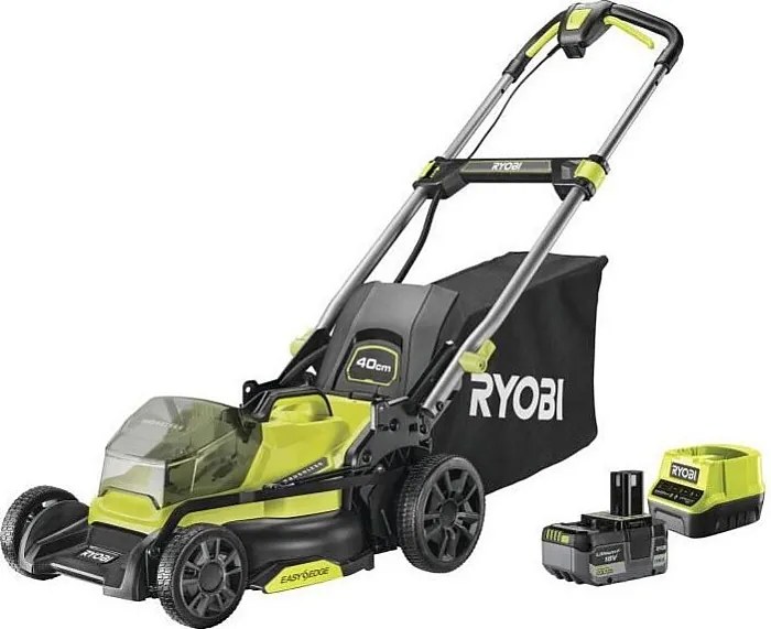 Kosiarka pchana RYOBI 18V Brushless Ø40 cm z akumulatorem 5Ah, zbieranie i mulczowanie, składana kierownica