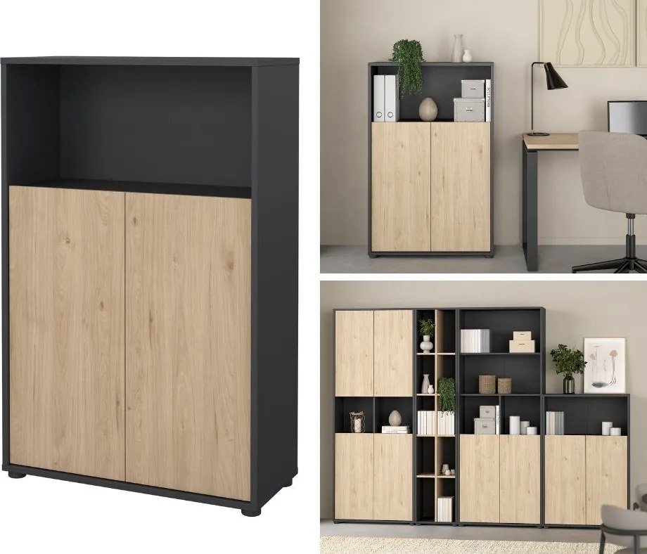 Dwudrzwiowa komoda biurowa Sign jackson hickory/szary mat