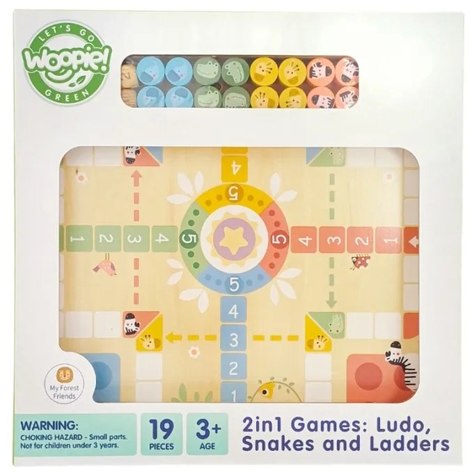 Woopie green gry planszowe logiczne 2w1 ludo chińczyk + uwolnij zwierzątka