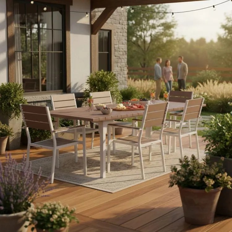 Stół ogrodowy Caprila rozkładany 180-240 cm, kolor biało-beżowy
