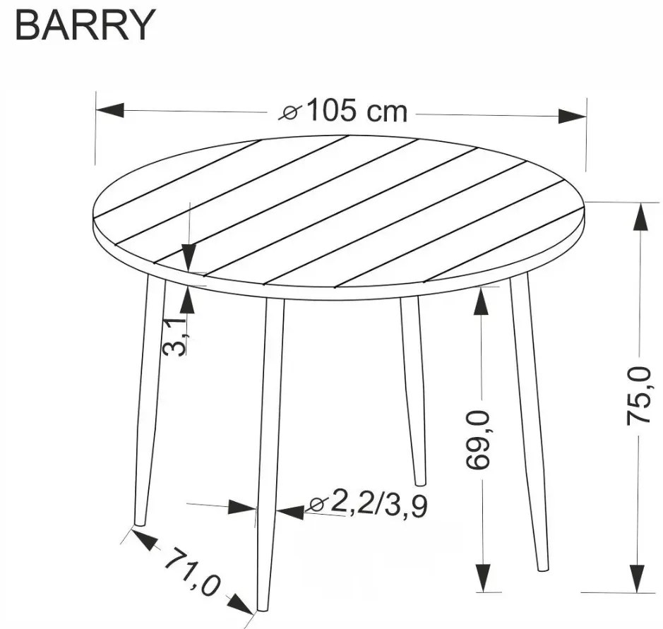 Stół okrągły BARRY 105x105 orzechowy/czarny HALMAR
