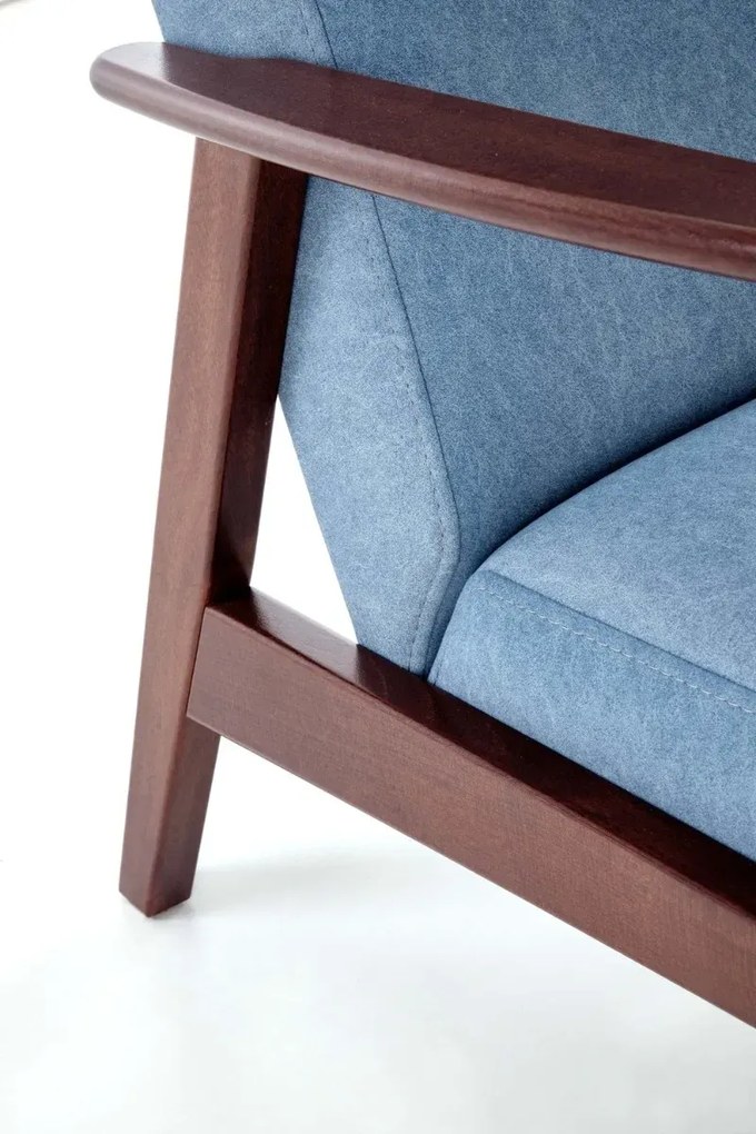 Sofa MILANO 2S niebieska/orzech dwuosobowa HALMAR