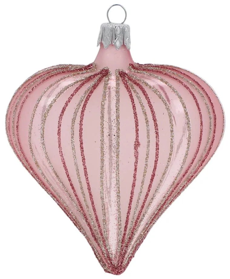 Szklane ręcznie dmuchane ozdoby świąteczne zestaw 3 szt. 9 cm Heart – Ego Dekor