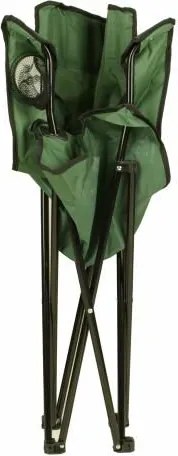 Turystyczne kampingowe krzesło składane zielone z miejscem na napoje