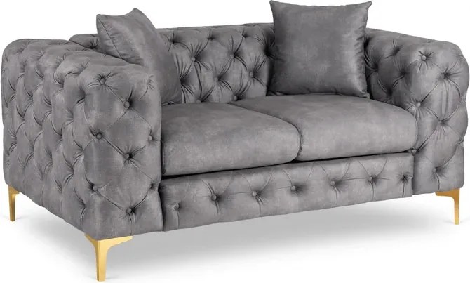 Sofa SORRENTO 2S Dwuosobowa Szara Welurowa Glamour