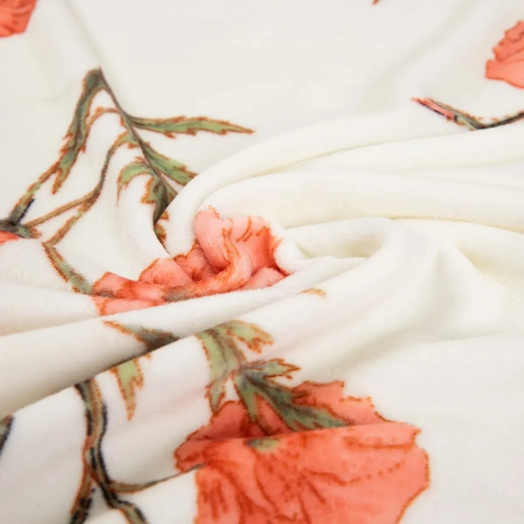 Koc minky MEADOW FLOWERS puszysty z kwiatowym wzorem 130X170 HOMLA