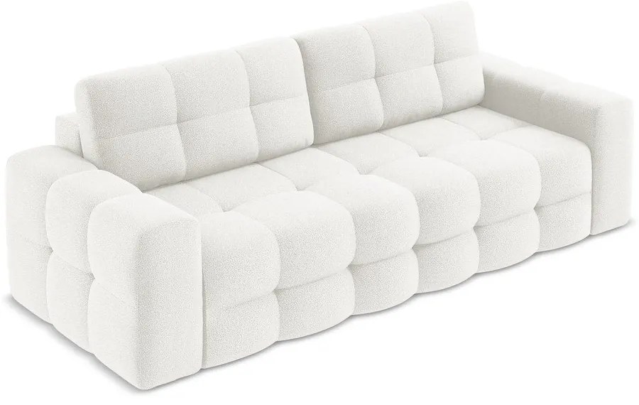 Biała rozkładana sofa z materiału bouclé 255 cm Milu – Makamii