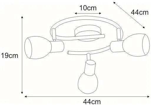 Lampa sufitowa z 3 ruchomymi szklanymi kloszami - A762 Avium