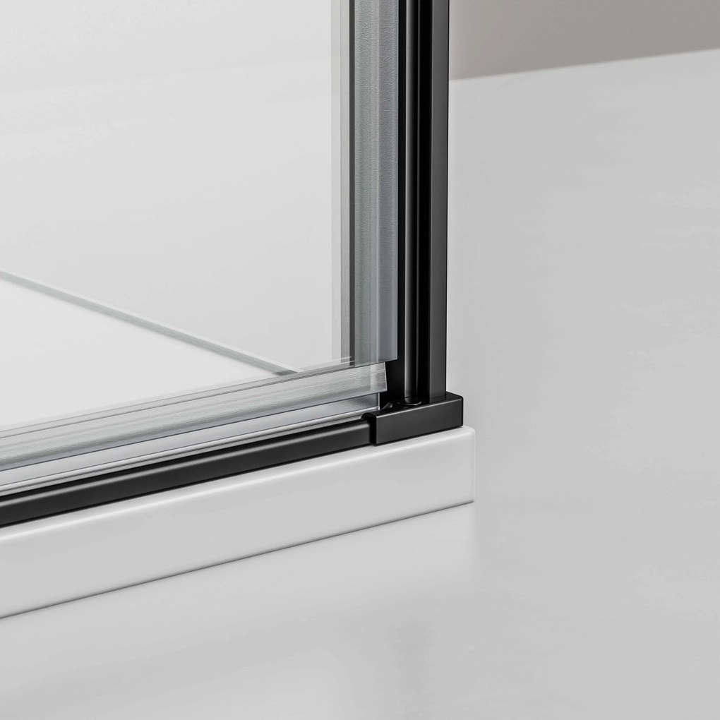Kabina prysznicowa narożna czarna EX416S drzwi uchylneSzkło ESG 6 mm z powłoką Nano - 90 x 90 x 195 cm - Czarny mat