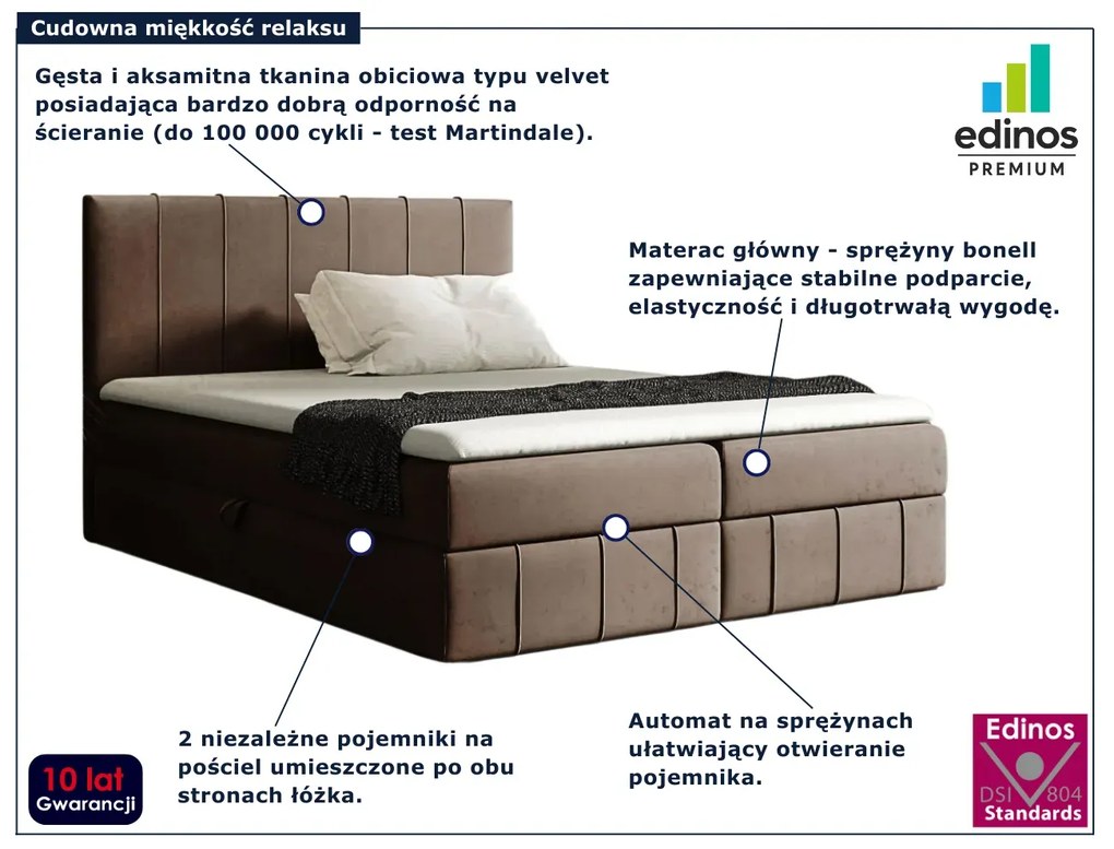 Brązowe łóżko tapicerowane 5 rozmiarów T5-F57