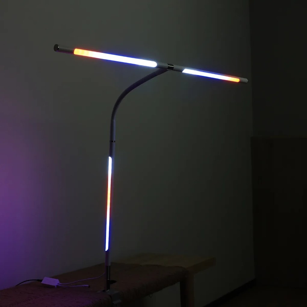 Lampa LED na biurko NOX z efektami RGBW, zacisk, pilot zdalnego sterowania