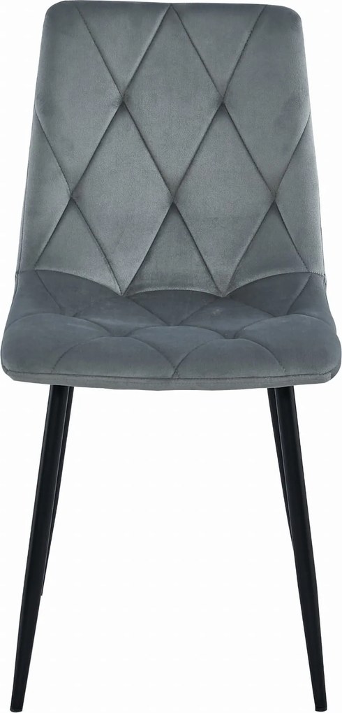 PROMOCJA Szare aksamitne krzesło jadalniane LIBRA z czarnymi nogami II gatunek