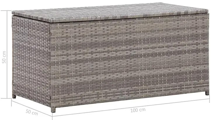 Szara rattanowa skrzynia do ogrodu T3-N25