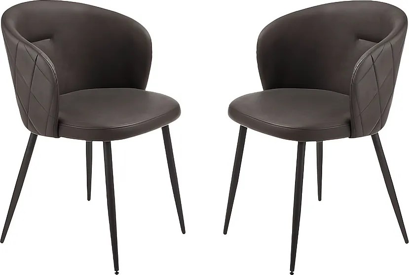 Komplet 2 brązowych krzeseł do jadalni "Boston" ze skóry ekologicznej cm 56x55 78h