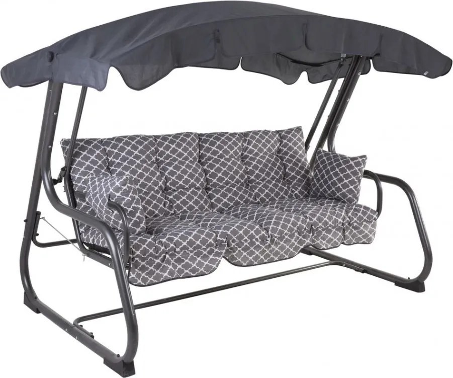 Huśtawka ogrodowa metalowa, rozkładana, dla 4 osób, 209 cm