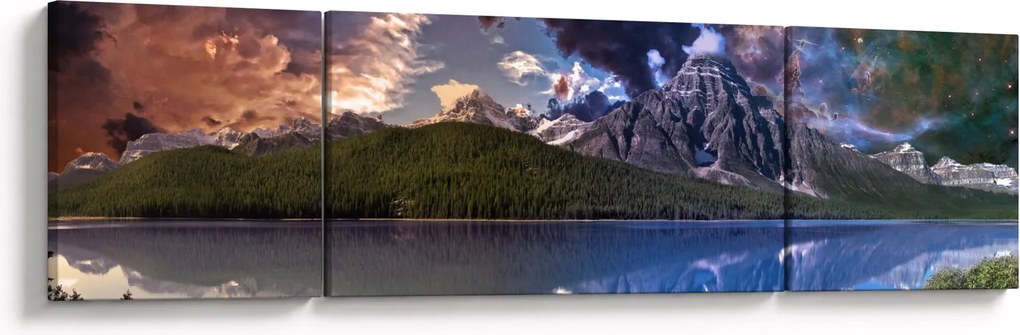 Obraz jeziora i gór (170x50 cm)