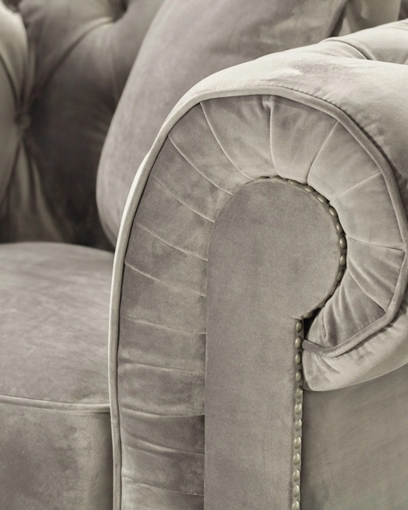 Fotel Chesterfield Classic Velvet Grey 118x96x77cm