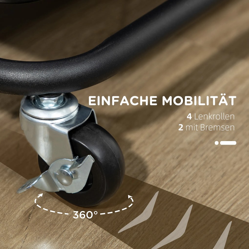 HOMCOM Wózek na 3 Poziomy z Koszykami i Hakami, Wózek Pomocniczy do Kuchni lub Salonu, Stal, Tworzywo Sztuczne, Czarny