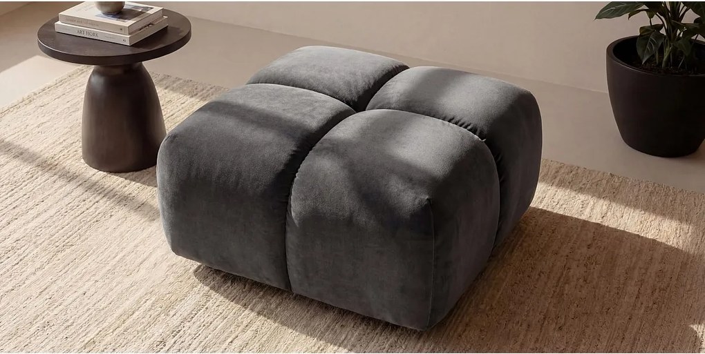 Pufa, podnóżek, tkanina welurowa Bluvel, Popielaty, Averro