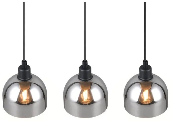 Lampa wisząca w czarno-srebrnym kolorze ze szklanym kloszem Molly – Reality