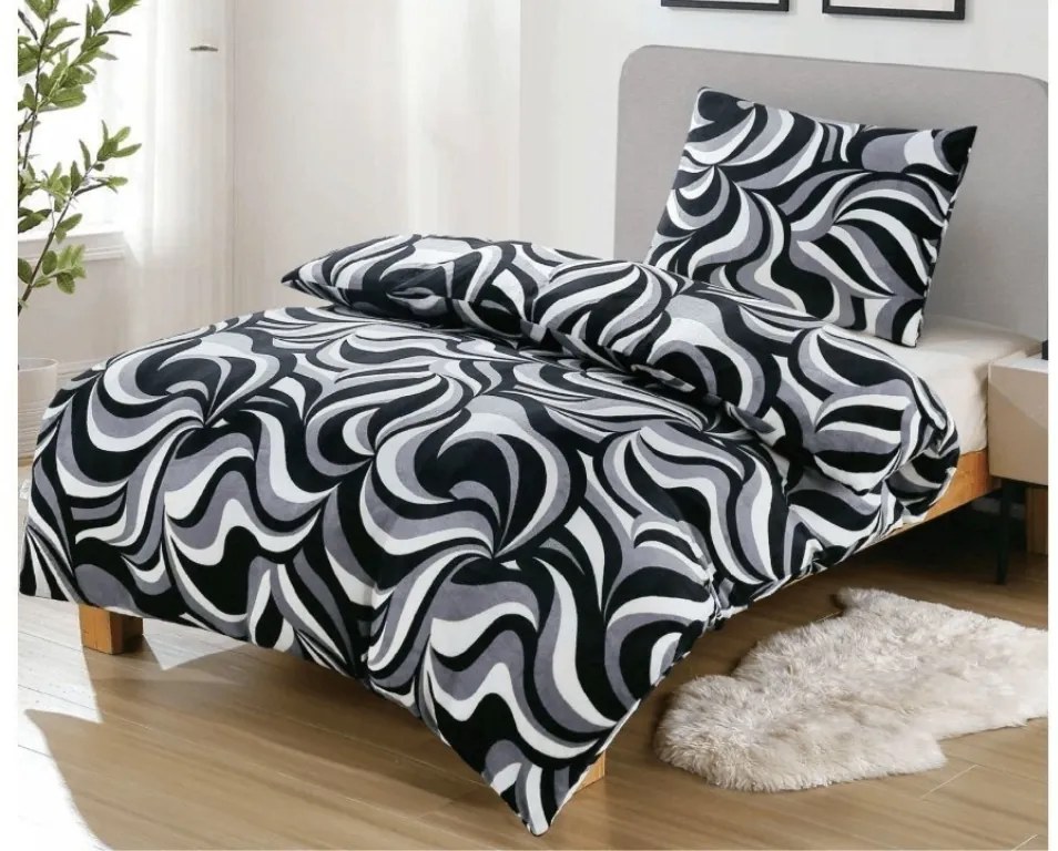PrzytulneMieszkanie.pl PrzytulneMieszkanie.pl Pościel z mikropluszu ILLUSIONS czarno-szara Rozmiar pościeli: 70 x 90 cm | 140 x 200 cm