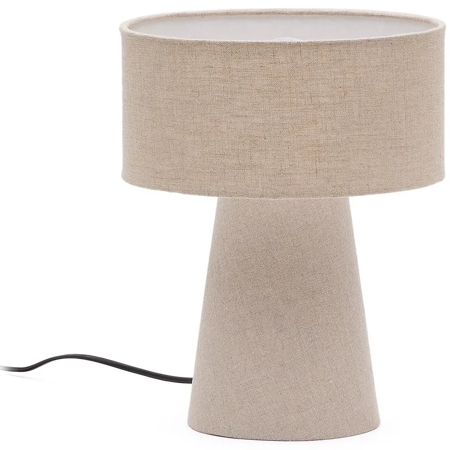 Szarobeżowa lampa stołowa z tekstylnym kloszem (wysokość 35 cm) Algaida – Kave Home
