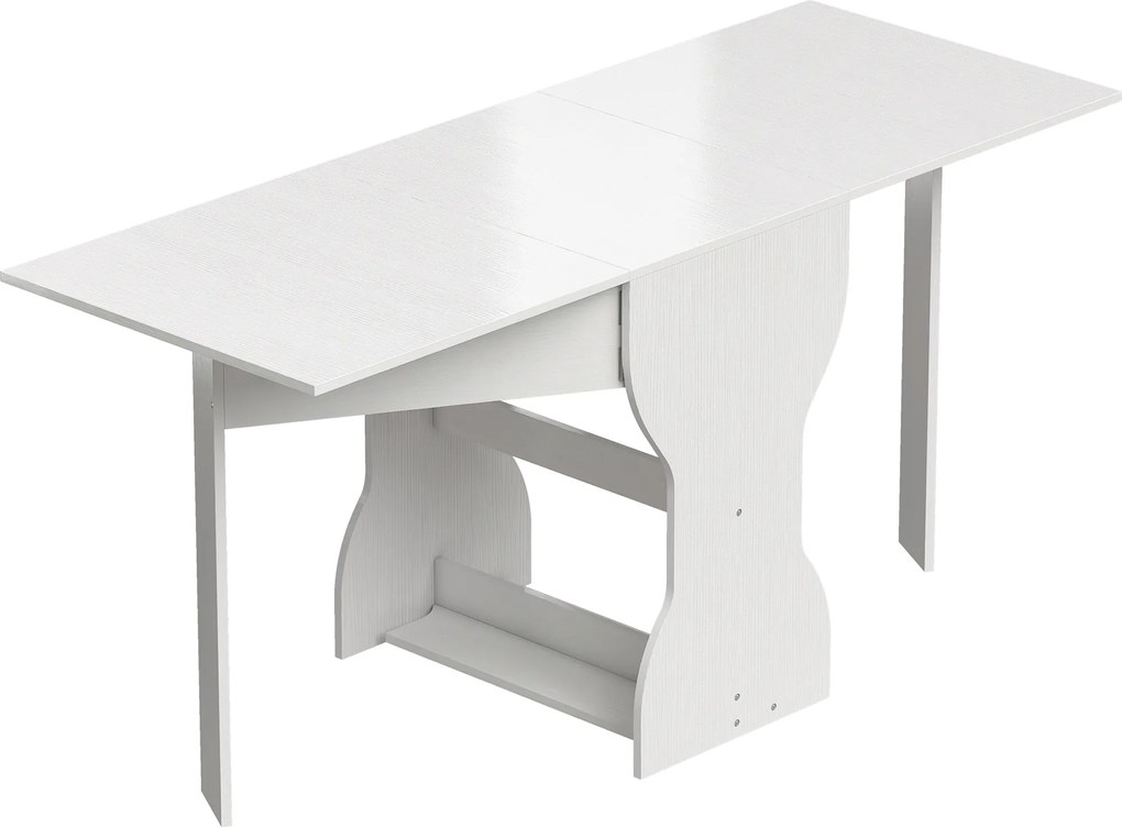 HOMCOM Stół Jadalniany Składany z Miejscem do Przechowywania dla 2-4 Osób, Stół do Małych Pomieszczeń, Jadalnia, 160 x 60 x 75 cm, Biały | Aosom PL