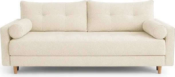 Sofa z Funkcją Spania LONAR Kremowa Boucle Nowoczesna