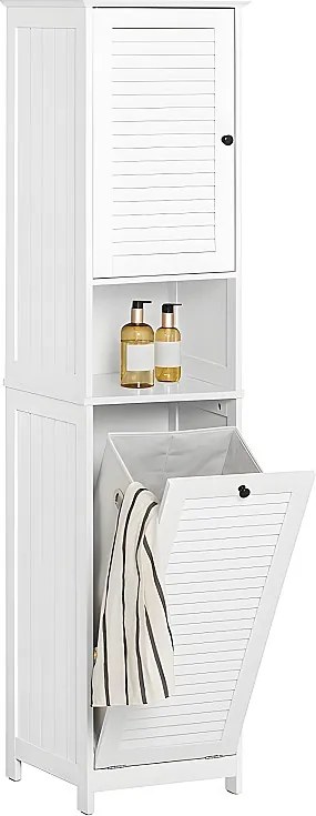 Szafka wysoka, kolumna łazienkowa z kosz na pranie BZR124-W
