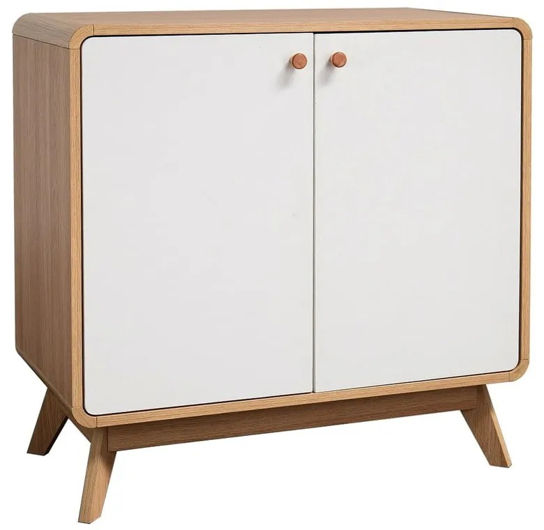 Biała niska komoda w dekorze dębu 75x75 cm Cassie – Støraa