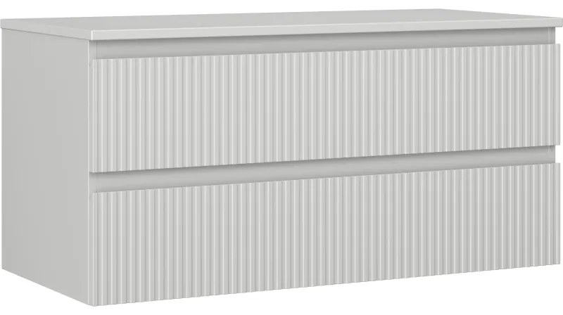 Mexen Rivel szafka łazienkowa podumywalkowa 100 cm z blatem, 2 szuflady, ryflowana , szara mat - 91A20-10047-2-BFFC62