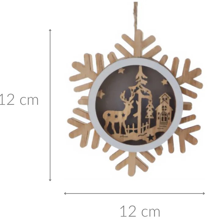 Drewniana dekoracja świąteczna do zawieszenia, 12 cm