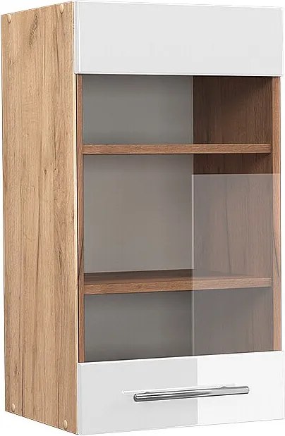 Szklana szafka kuchenna biały wysoki połysk 40x34.1x72 fame-line