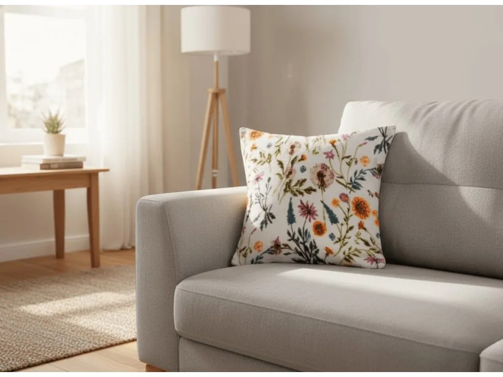 Mikropluszowa poszewka na poduszkę HERBALIS 45x45 cm, kremowy