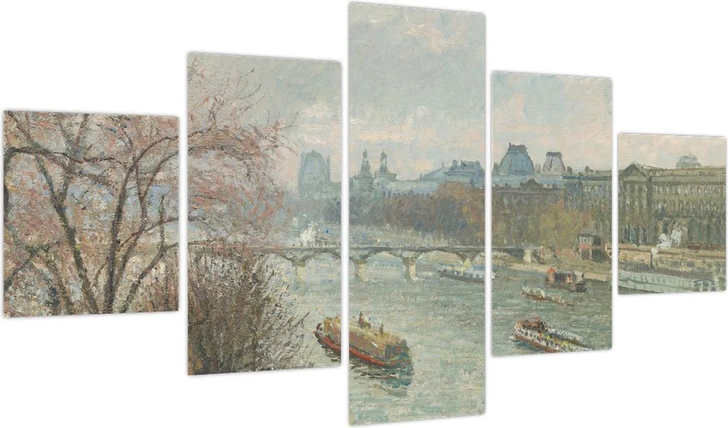 Obraz - Camille Pissarro, The Louvre, Afternoon, Rainy Weather, reprodukcje (125x70 cm)