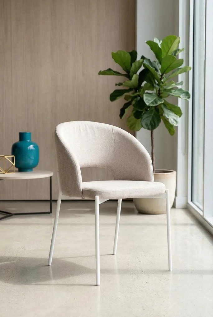 Beżowe tapicerowane krzesło H9-M28