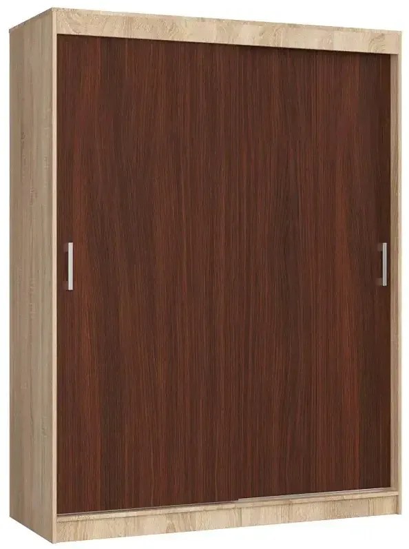 Szafa przesuwna z półkami i drążkiem dąb sonoma + wenge B3-R46