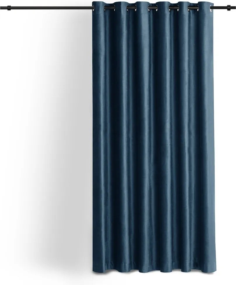 Niebieska aksamitna zasłona częściowo zaciemniająca (dimout) 200x225 cm Velto – Filumi