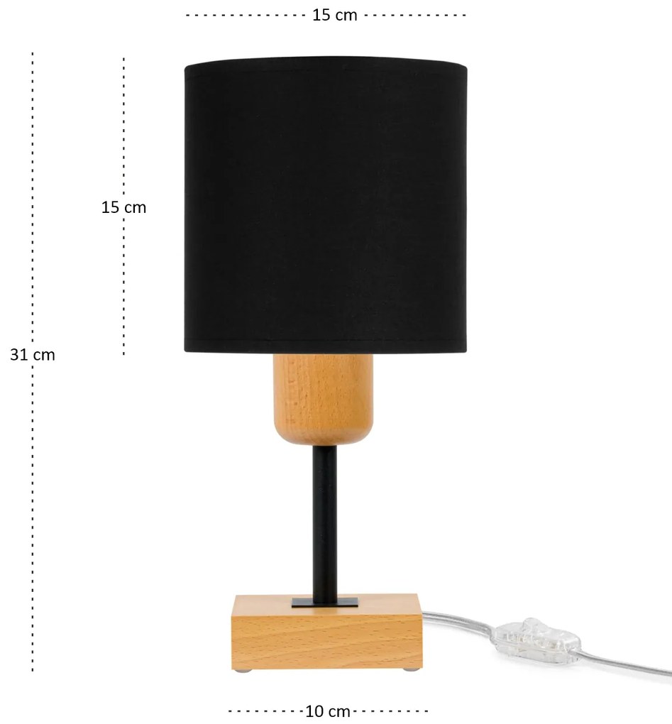 Lampka nocna stołowa CL-TI-DSC10x10BU-SC buk czarna 1xE27