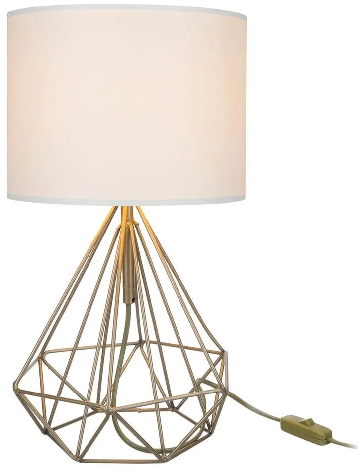 Lampa stołowa z tekstylnym kloszem w kremowo-złotym kolorze (wysokość 46,5 cm) Pena – Squid Lighting