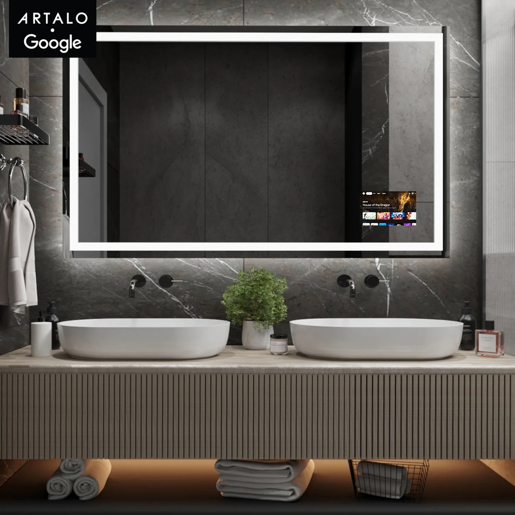 SMART LED lustro do łazienki z oświetleniem M7 + SmartScreen with Google TV