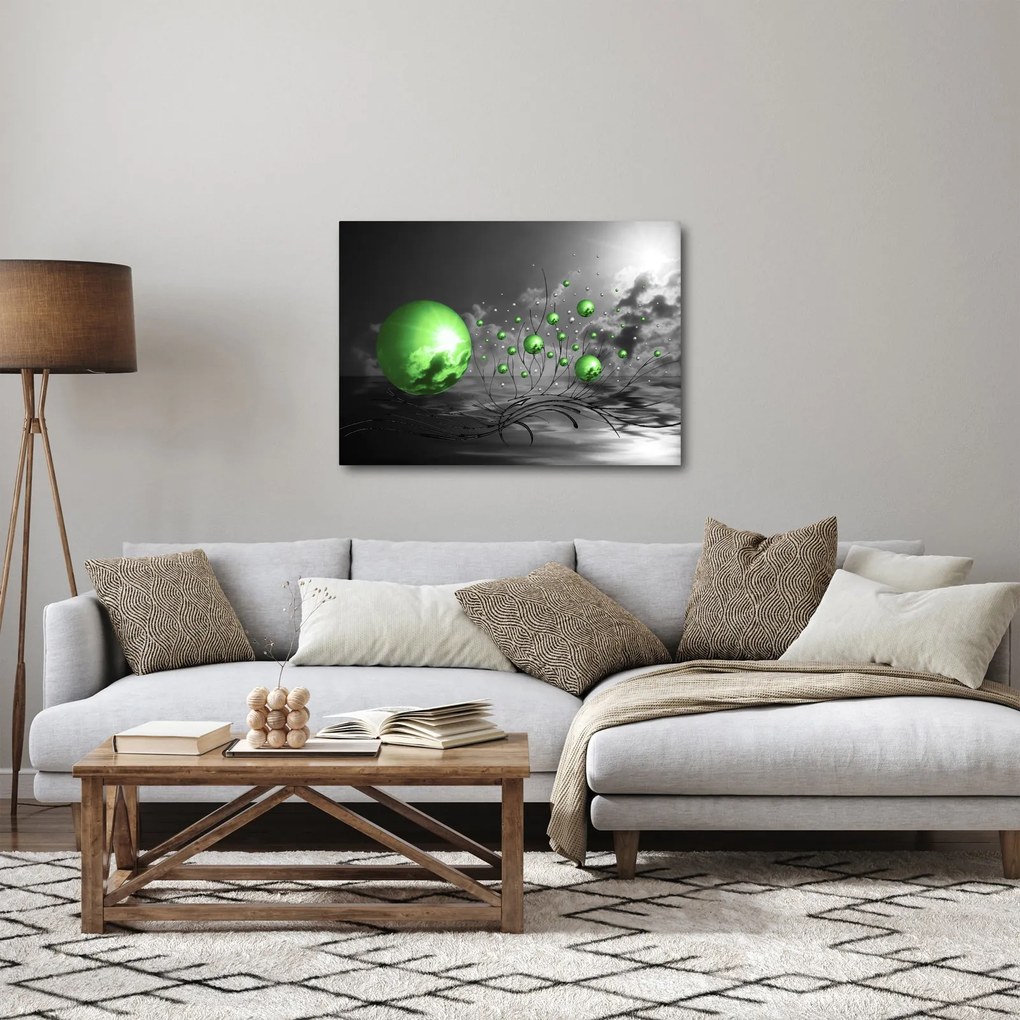 Obraz zielonych abstrakcyjnych kul (70x50 cm)