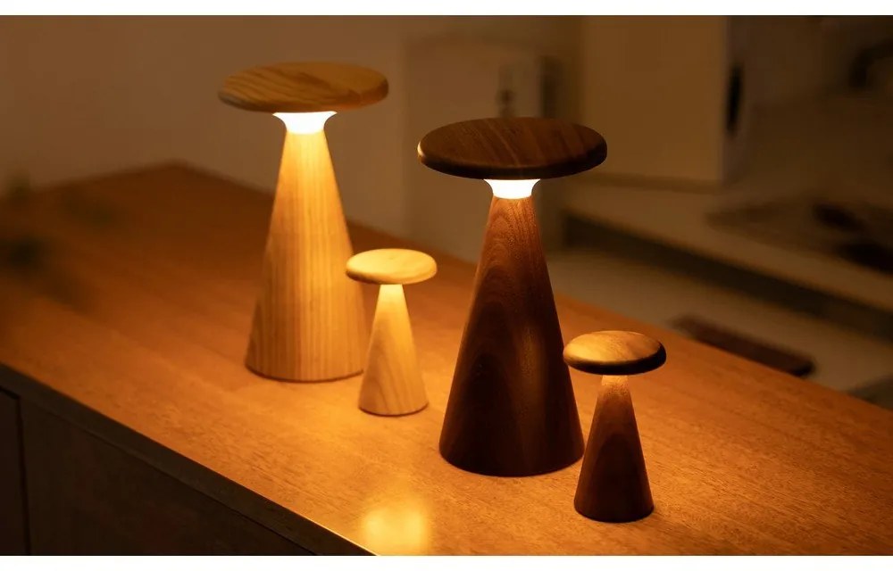 Lampa stołowa LED w naturalnym kolorze z drewnianym kloszem (wysokość 14 cm) Sylva – Gingko