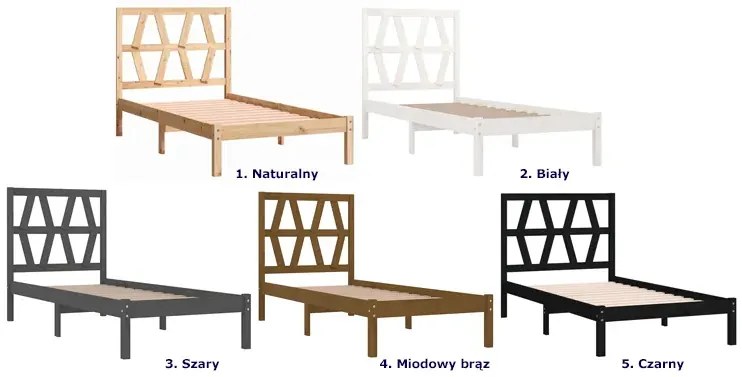 Czarne sosnowe łóżko jednoosobowe 90x200 - Yoko 3X