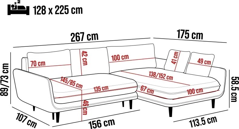 Narożnik SOLANO funkcja spania pojemnik poduszki Element 23 WERSAL