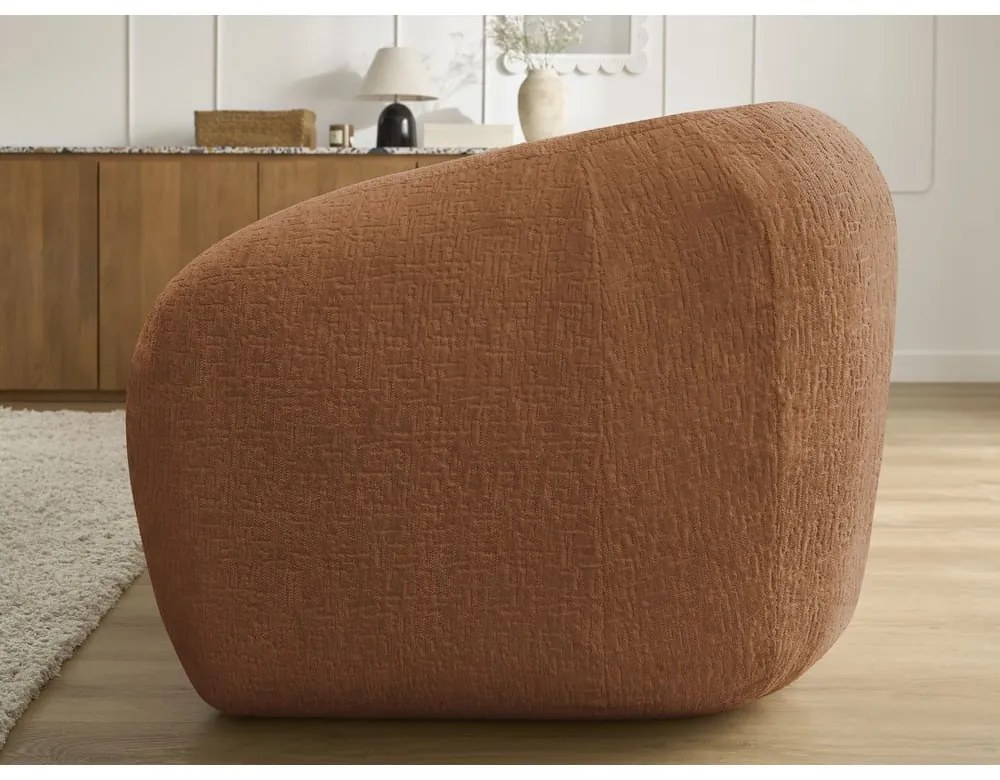 Ceglasta rozkładana sofa z tkaniny szenilowej 228 cm Neyo – Bobochic Paris