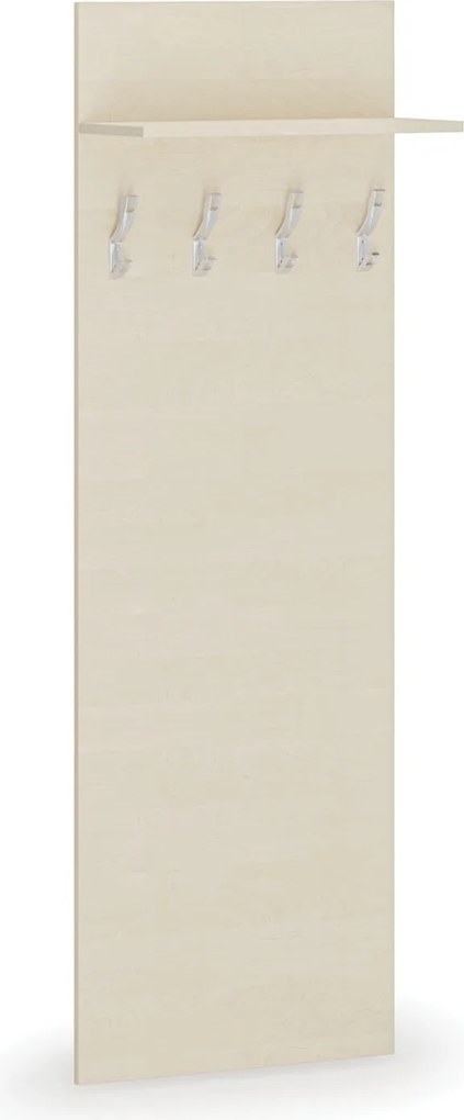 Garderoba z wieszakami HORIZONT, 4 haczyki, półka, tekstura drewna poziomo, brzoza