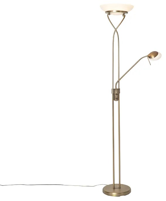 Lampa stojąca brązowa z LED i ściemniaczem z lampką do czytania - Empoli