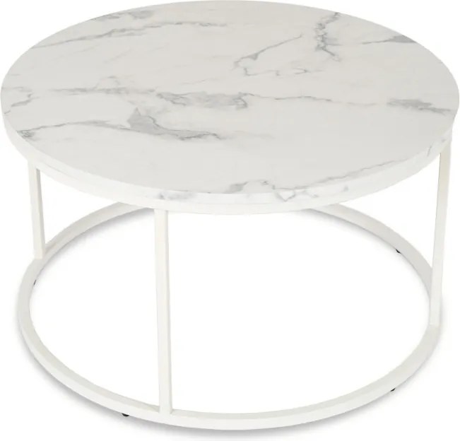 Stolik Kawowy AGNES MAX 80 cm Biały Marmur Nowoczesny